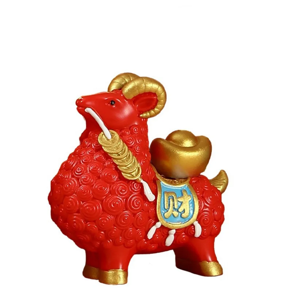 Creative Feng Shui Goat Statue Resin Miniature Zodiac Sheep Figurine Good Luck Auspicious Sheep Phone Holder New Year Mascot