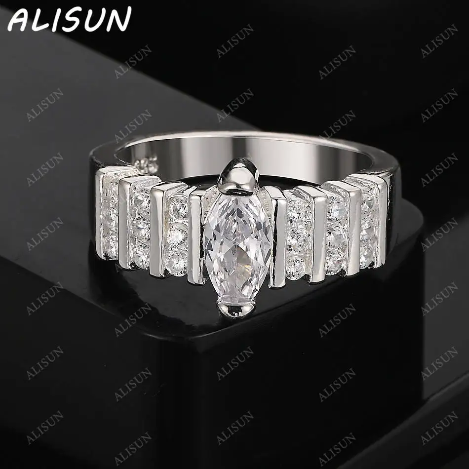 

ALISUN 925 Sterling Silver Size 7-10 Luxury Zircon Ring For Women Men Fashion Jewelry Charm Grace Wedding Engagement Accessories