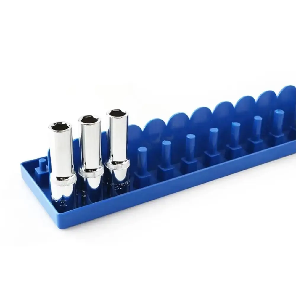 Blue Color Socket Organizer Plastic Material 1/4 Inch Socket Rack Practical Design Metric Size Tool Organizer