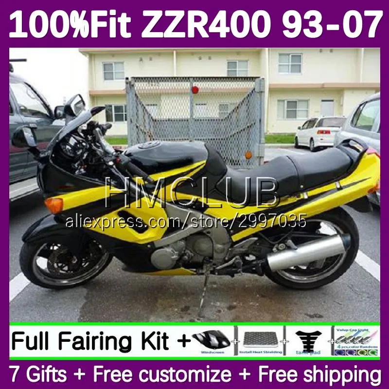 Fairing For KAWASAKI NINJA ZZR400 ZZR 400 122No.26 ZZR-400 yellow black 93 94 95 96 97 98 99 00 01 02 03 04 05 06 07 Injection