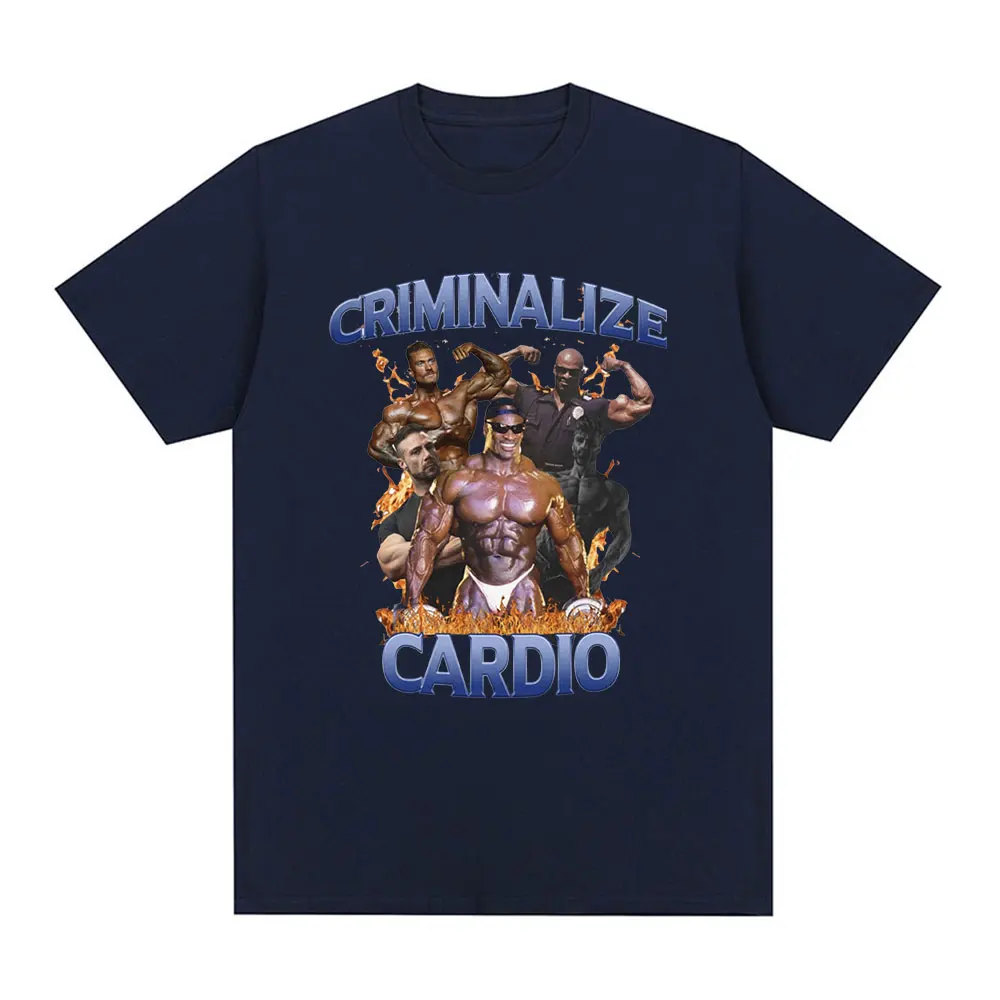 Criminalize Cardio Meme Graphic T Shirt men Gym fashion Short Sleeve T-shirt Men Fashion Hip Hop Cotton T-shirt women tee top