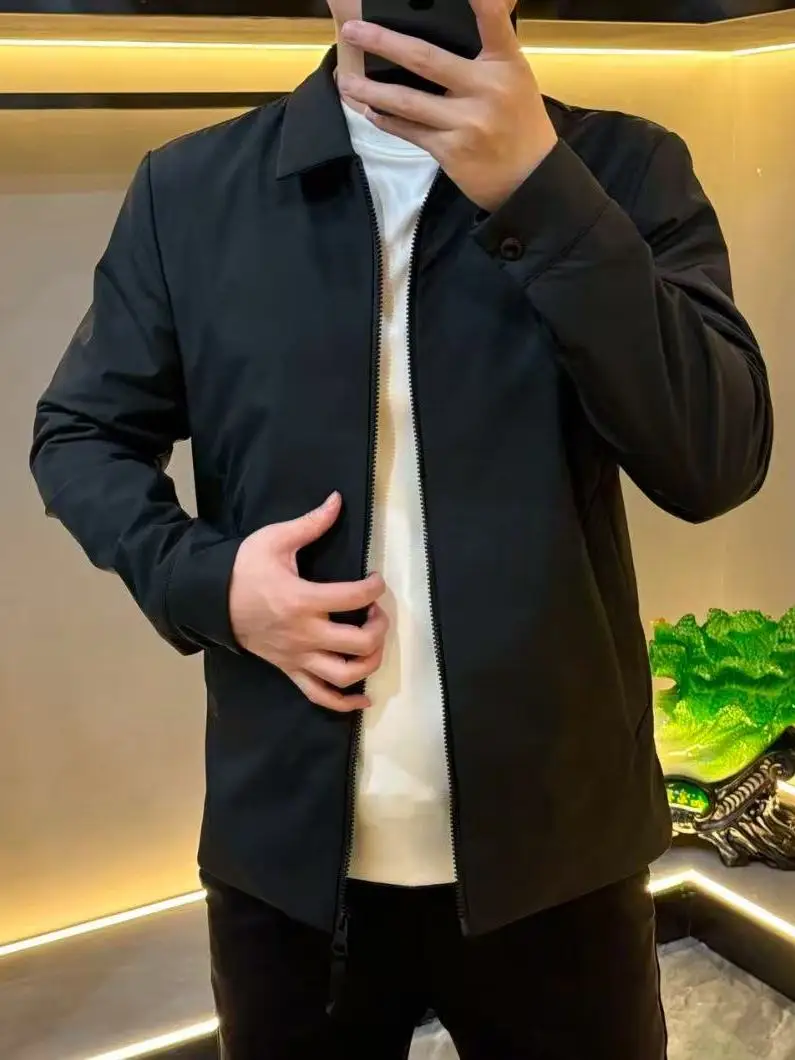 

Высококачественная мужская деловая повседневная куртка весна 2025: приталенный крой, однотонная, ветрозащитная, на молнии, с длинными рукавами