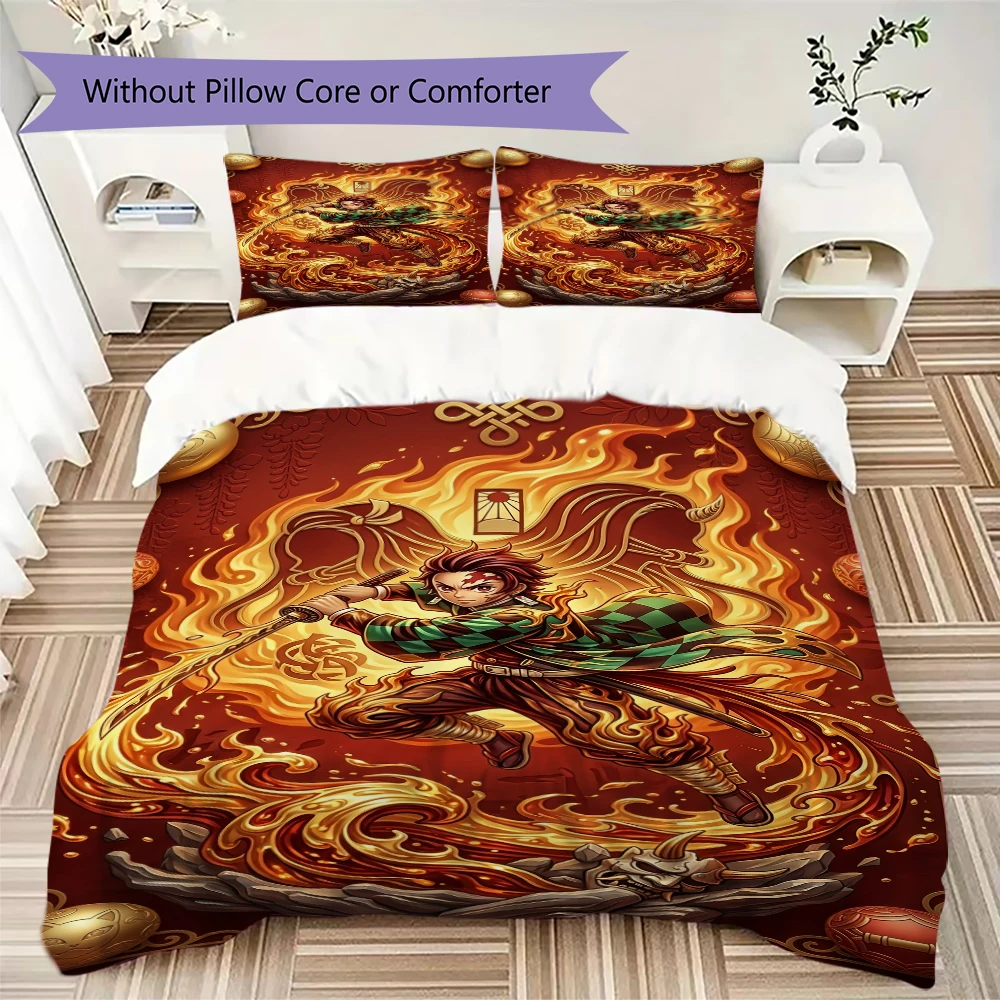 Demon Slayer Character Pillowcase & Duvet Cover Set Anime Themed Bedding Decor Ideal Gift for Every Anime Fan.-Xin