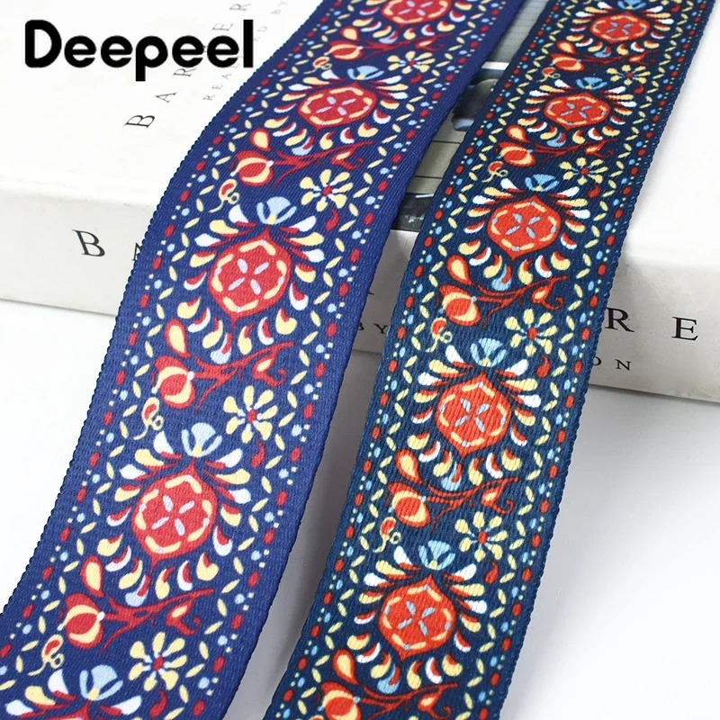 5/10Meters Deepeel 38/50mm Ethnic Printed Ribbon 1mm Thick Sewing Bias Bag Belt Webbing Band DIY Garment Clothing Accessories