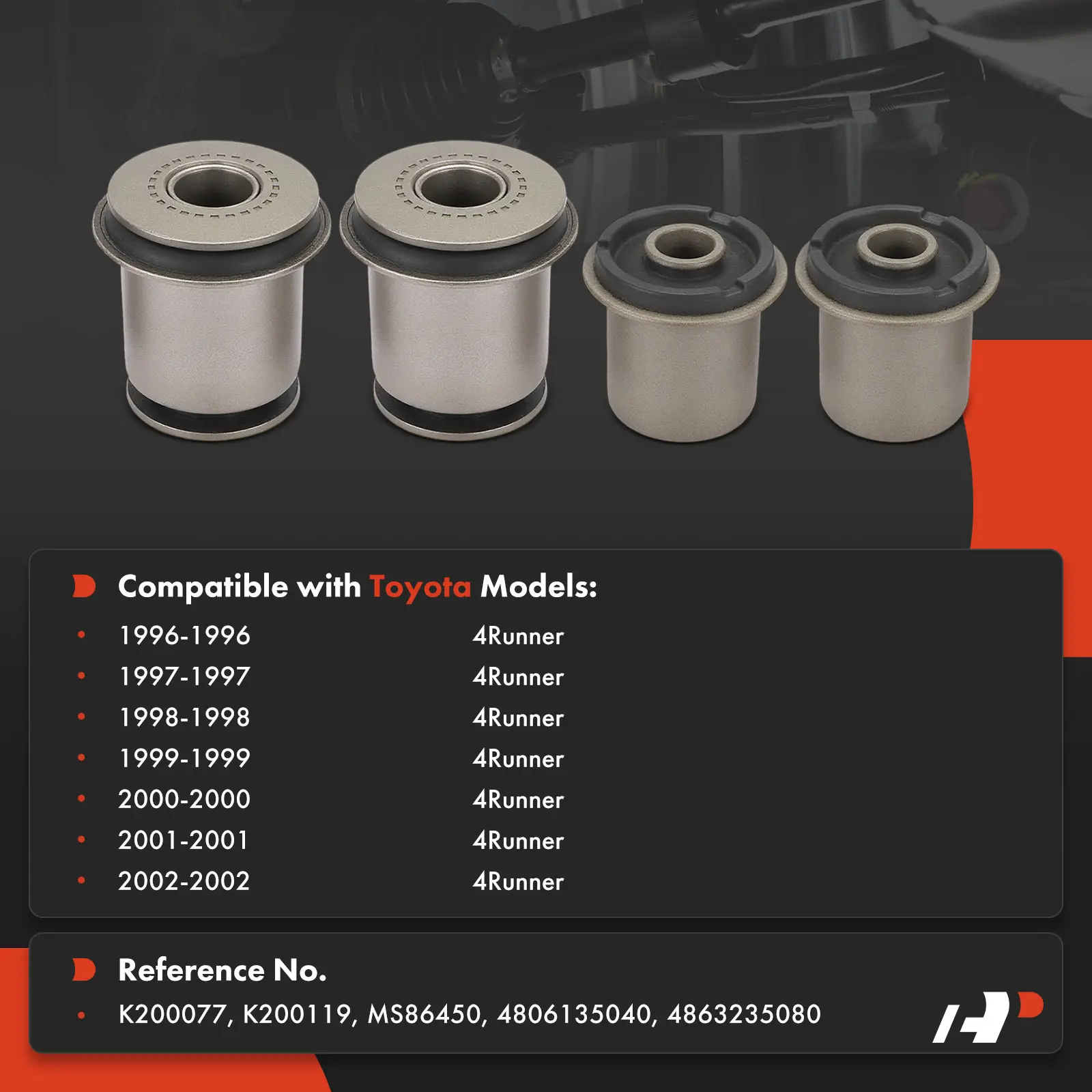 A-Premium 4x Front Upper and Lower Side Control Arm Bushing for Toyota 4Runner 1996 1997 1998 1999 2000 2001 2002