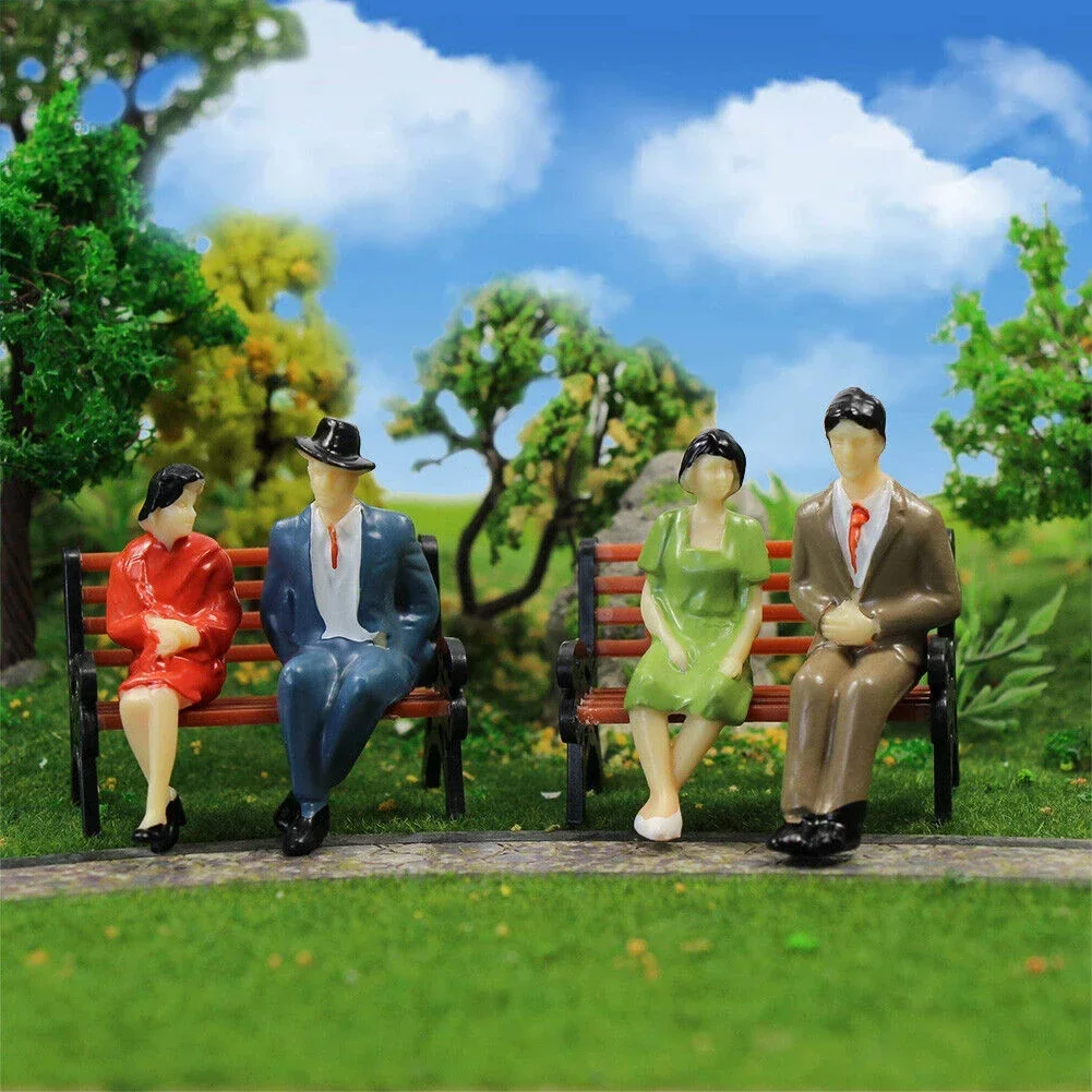 50pcs Painted Model Train Seated People Passengers Figures 1:32 HO Scale Model Building Kit Perfect For Layout Diorama Accessory