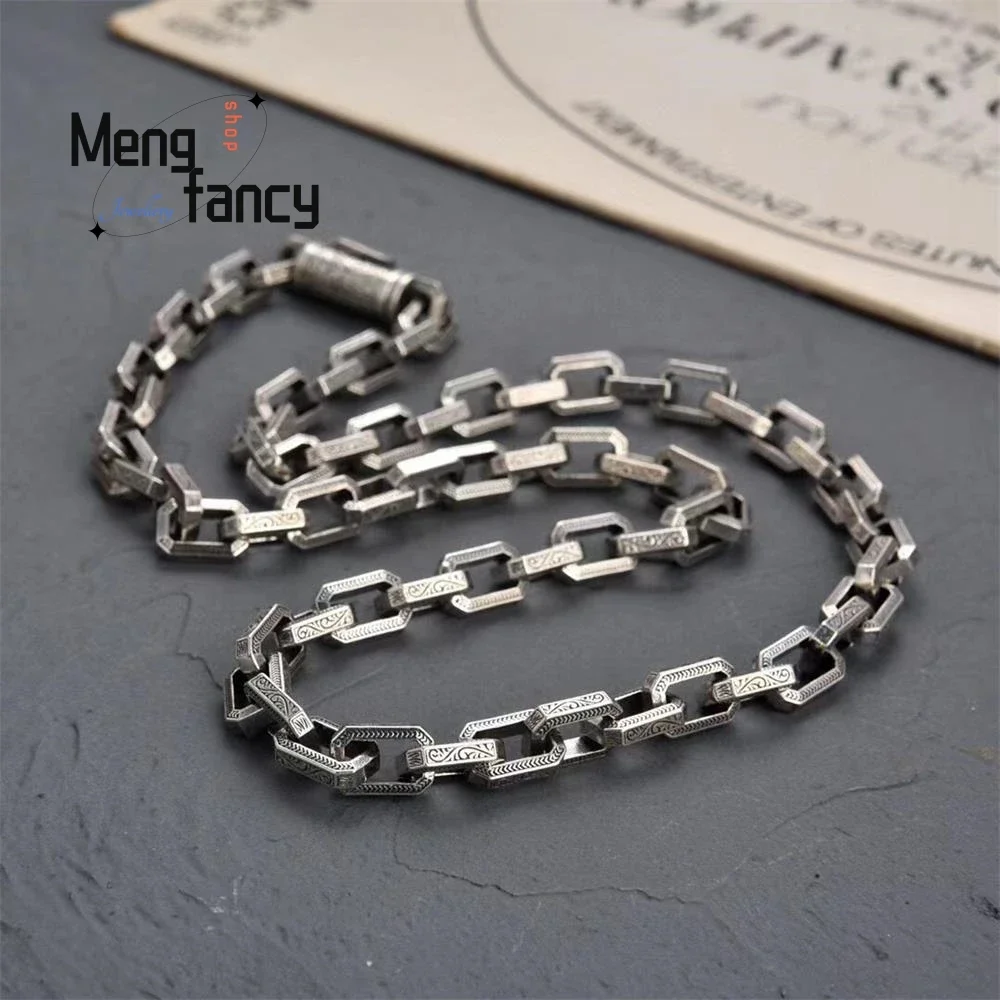 Heavy Solid Personality Tang Grass Necklace Width 8.5mm Retro Simple Overbearing Hip Hop Choker Luxury Quality Fashion Jewelry