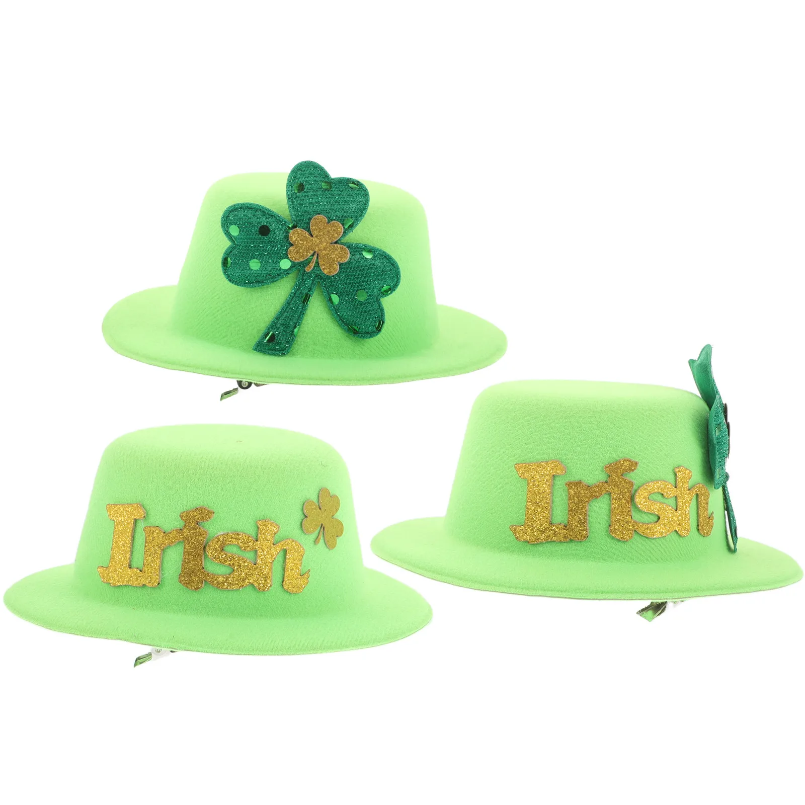 

3Pcs Green Patrick's Day Hair Clips Holiday Hair Accessories for Women Decorative Party Hat Clips Cute Festive