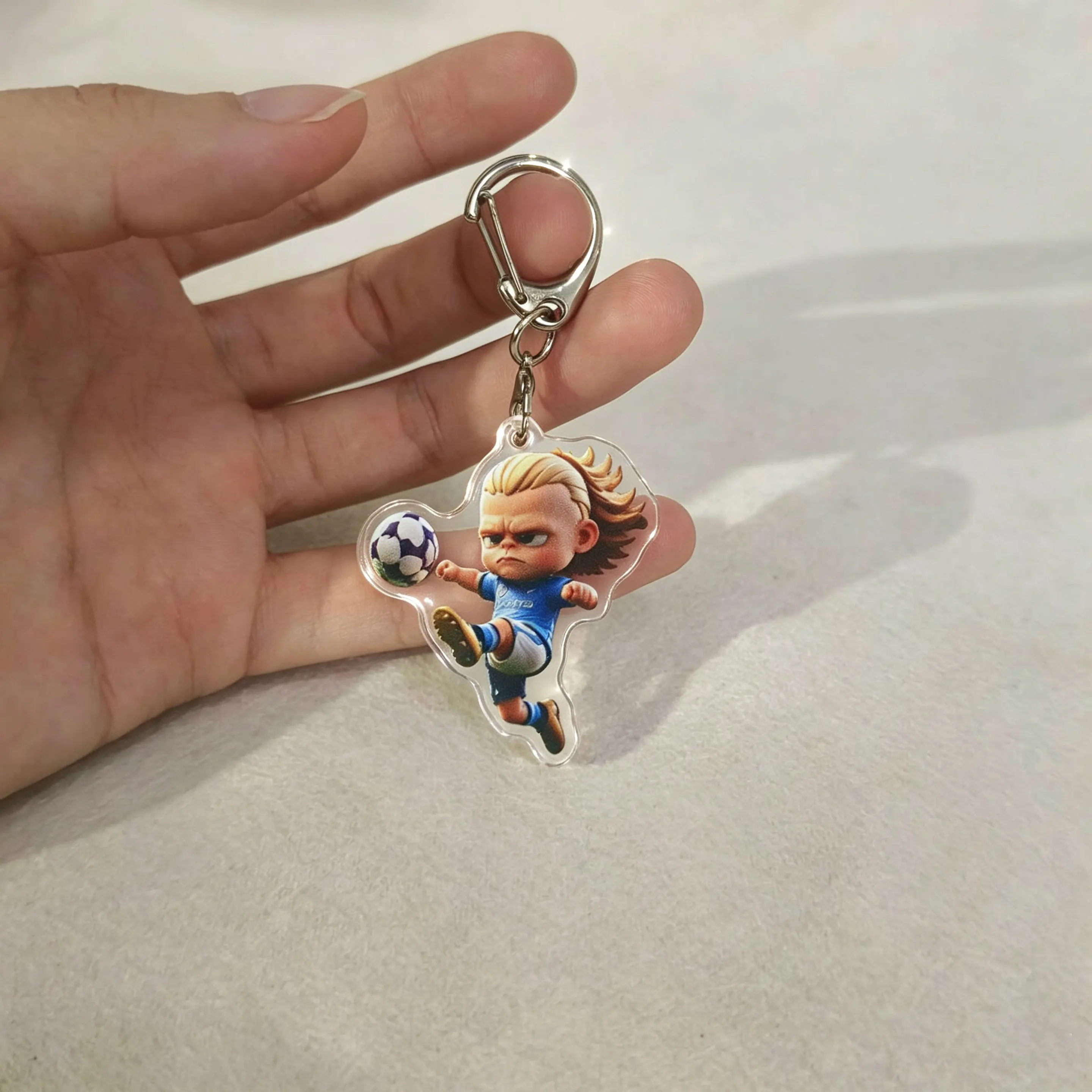Manchester City Acrylic Keychain with Haaland Abstract Emoji, Backpack Charm, Creative Gift, Football Merchandise