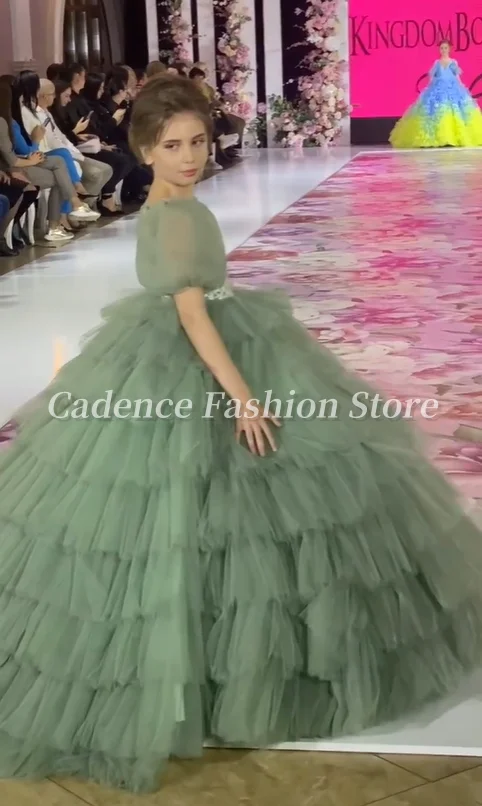 Customized Gorgeous Green Flower Girl Dresses Lace Applique Princess Dresses Prom Dresses Wedding Birthday Party Dresses