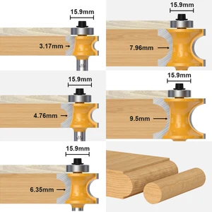 Onevan 6/8/6.35 Set of half round router (bull nose) with bearing, concave ray bullnose ray cutter to work wood 8 Main Sales CNC Router Madeira - №8