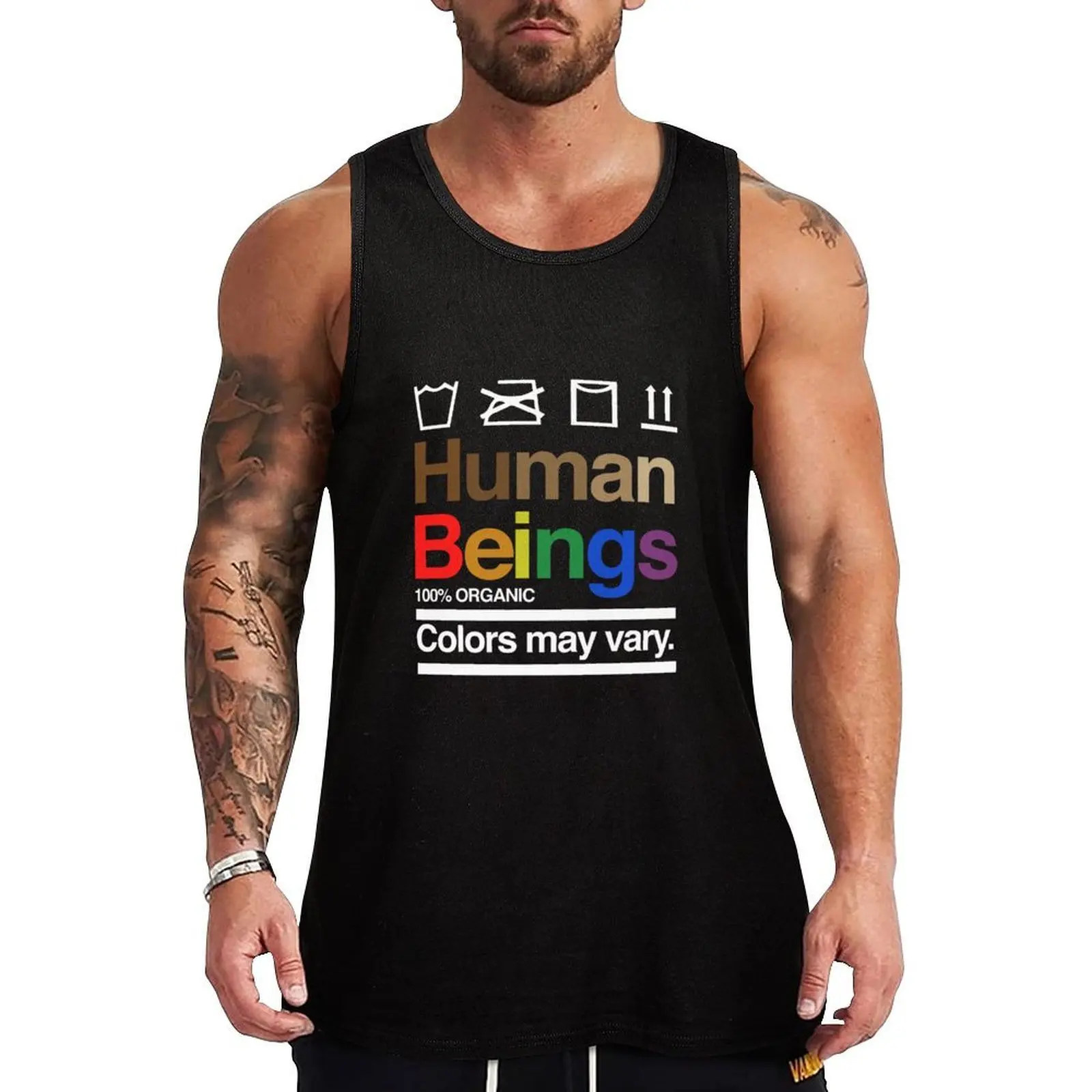 

Human Beings 100′ Organic Colors May Vary Tank Top Retro Graphic Tank Top Vintage Print Sleeveless Shirt