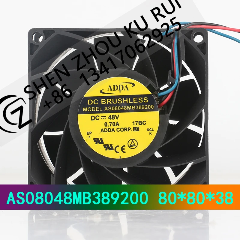 

Original ADDA 48V 0.70A 8038 80X80X38MM 8CM 3-wire inverter double ball bearing AS08048MB389200 cooling fan