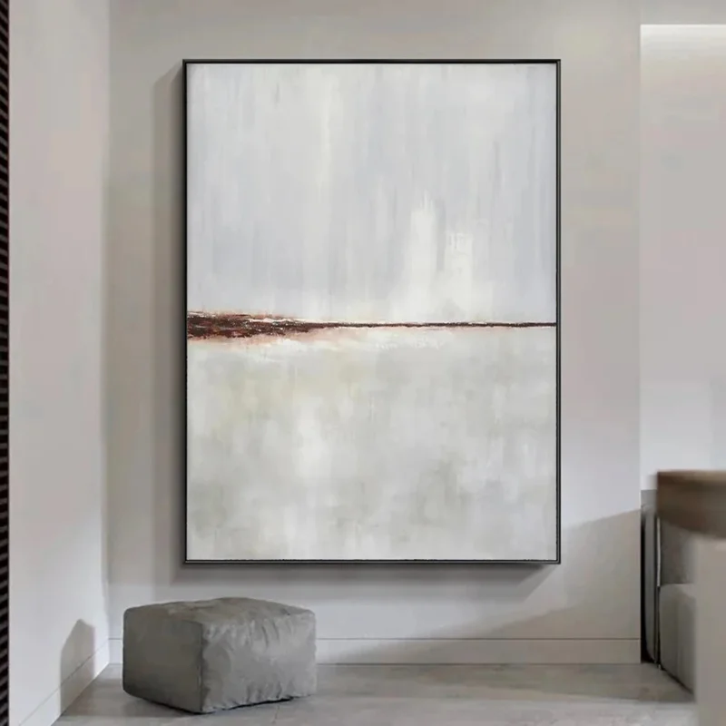 

Modern Minimalist Grey Painting, Handmade Artwork, Abstract Wall Art, Textured Canvas Painting for Home, Hotel and Office Decor