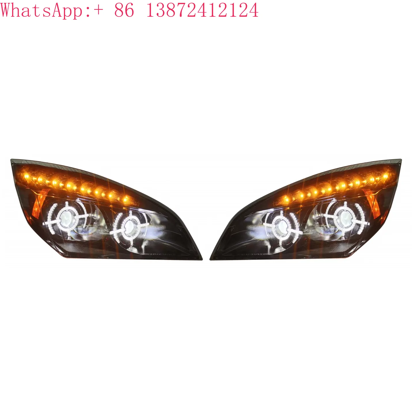 Linterna frontal LED adecuada para faros de camiones Freightliner Cascadia 2018 negra con aprobada por SAE DOT, alta calidad a bajo costo