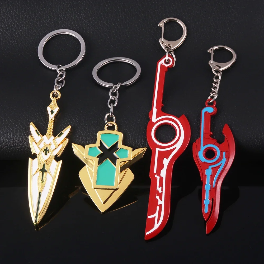 Game Xenoblade Chronicles 2 Keychain Rex Mythra Hikari Pyra Homura Sword Weapon Pendant Keyring High Quality Game Car Key Chains