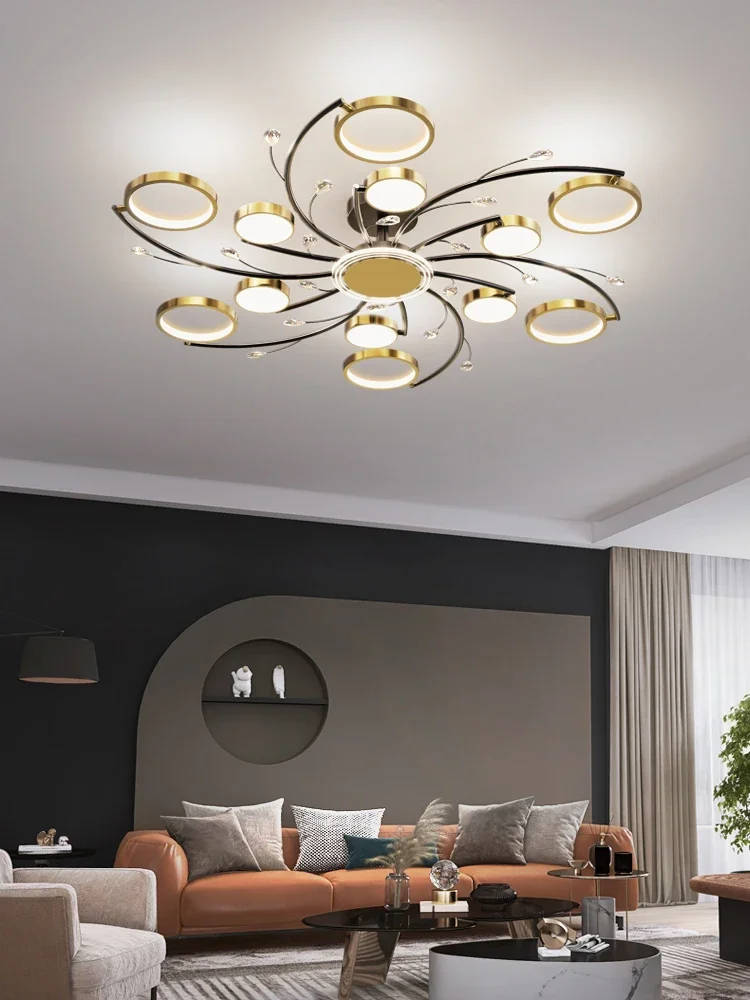 Imagem -04 - Modern Led Chandelier For Living Room Ouro Alumínio Luxo Luzes Pingente Quarto Sala de Estudo Cristal Lâmpadas Decorativas Decoração k9