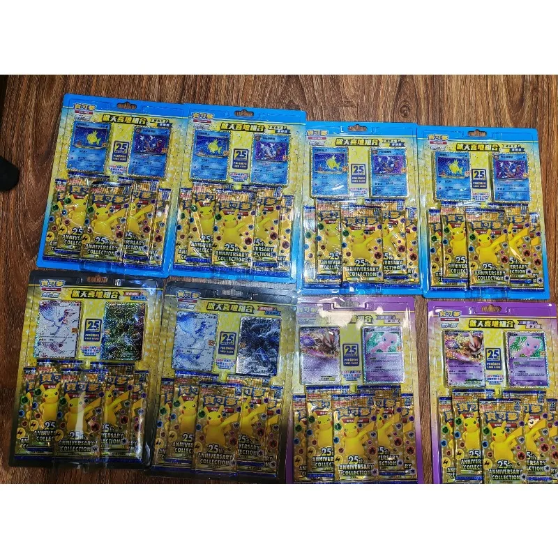 البوكيمون الصينية التقليدية S8a 25th PTCG التجارة الداعم حزمة Mew Mewtwo بيكاتشو تشارجر هدية صندوق تحصيل بطاقات اللعب #6