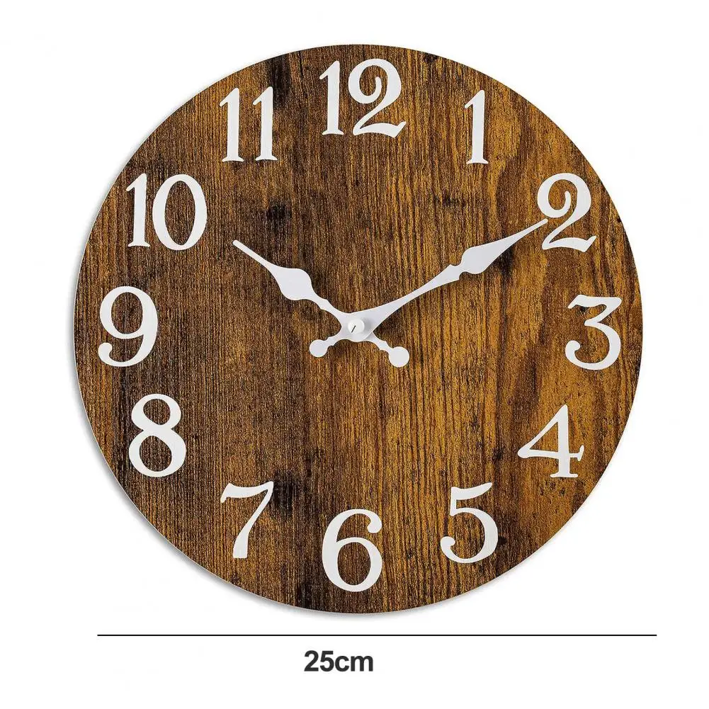 Number Wall Clock Vintage Rustic Wood Wall Clock for Room Bedroom Decor Silent Non Ticking Analog Clock Battery Operated Home