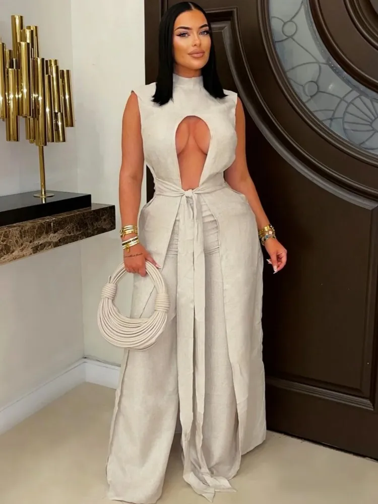 

Женский комплект из 2 предметов, осенне-зимняя длинная блузка без рукавов, топ и брюки, костюмы, модные офисные женские одинаковые комплекты, наряд