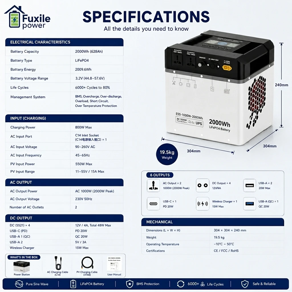 Portable Power Station 2000Wh - Ac Outdoor Power recension och pris