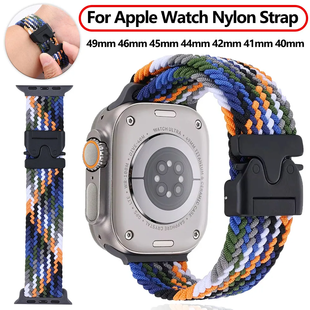 

Nylon Strap for Apple Watch Band 49mm 46mm 45mm 44mm 42mm 41mm 40mm Bracelet Watchband iWatch 10 Ultra 9 8 7 6 5 SE Accessories