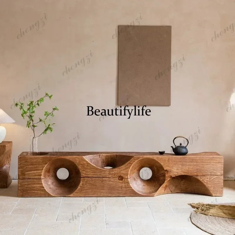 Y136 Special-shaped solid wood bench designer creative log TV cabinet exhibition hall hotel clothing store ornament homestay