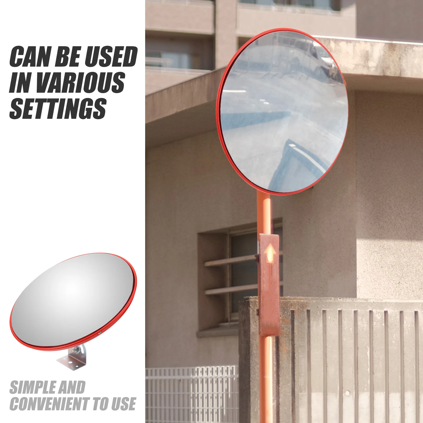 Black 30cm Wide Angle Mirror Convex Corner Mirrors Traffic Road Reflective Material Driveway Garage Parking Security Mirror