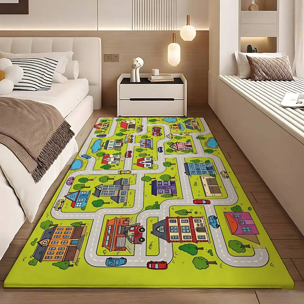 

Car Play Mat For Boys And Girls Floor Mats Home Laundry Rug Carpet For Living Room Decor Lounge Area Anti-slip Foot Mat Entranc