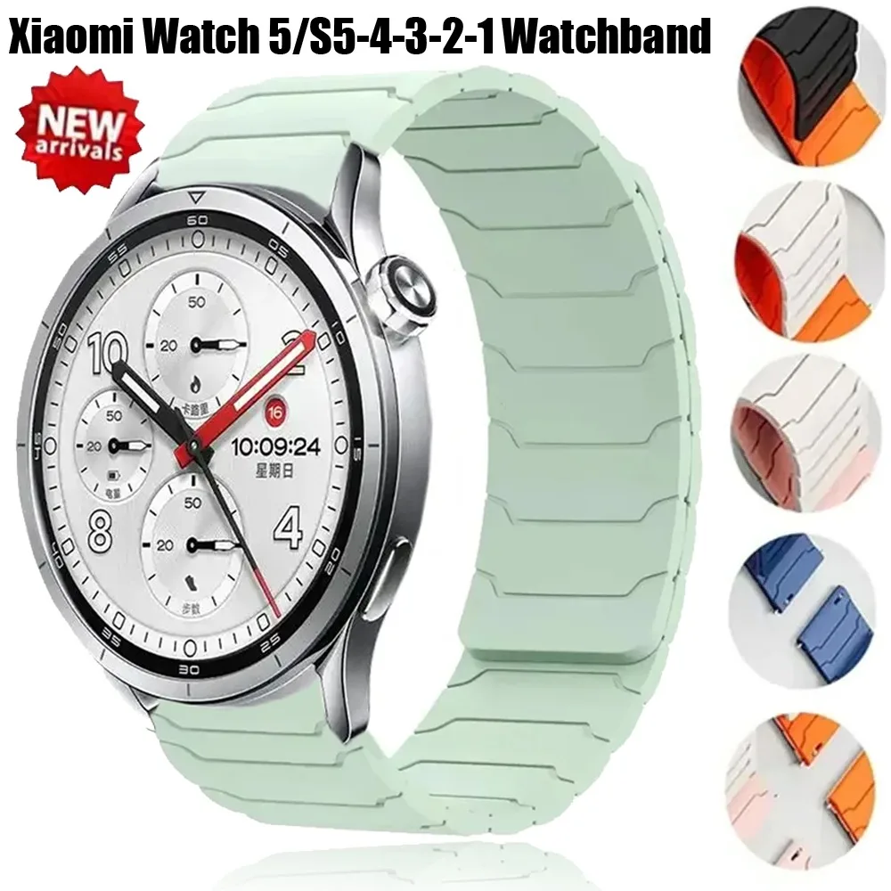 20mm/22mm Silicone Strap for Xiaomi Watch 5/S5-4-3-2 Magnetic Breathable Wristband OPPO Watch S X3 X2 Oneplus Watch Lite-4 Belt