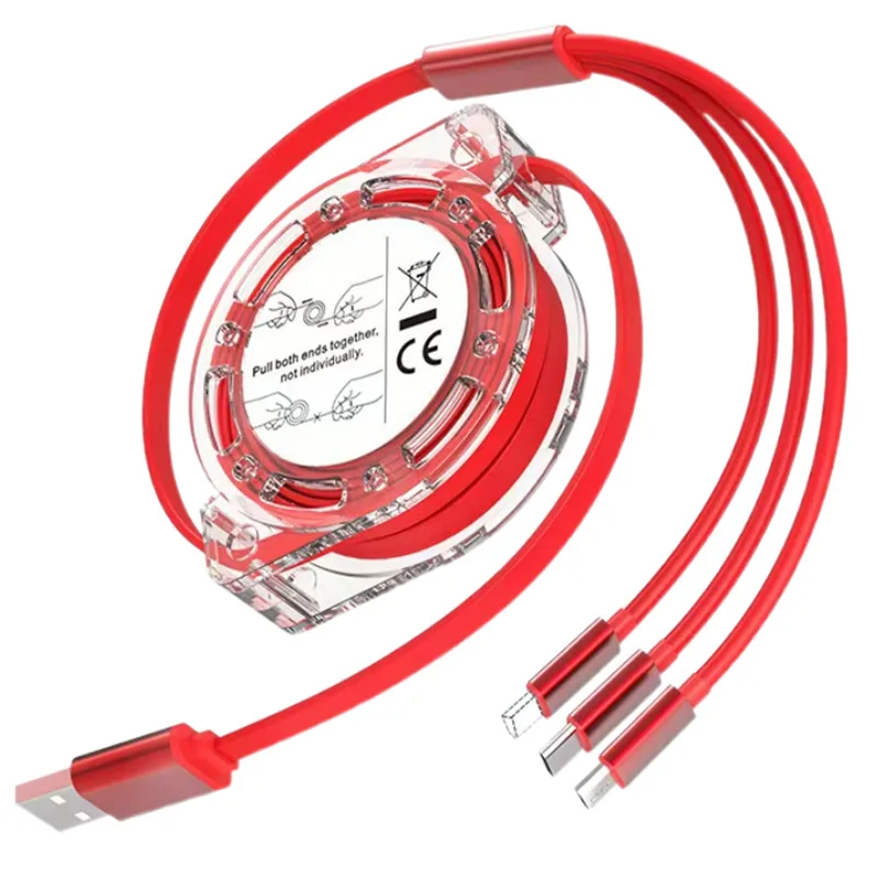 3 in 1 Retractable Data USB Cable Type C Fast Charging Cable – Multi Charger Cord For iPhone Android Phone Type C Xiaomi Huawei view 6