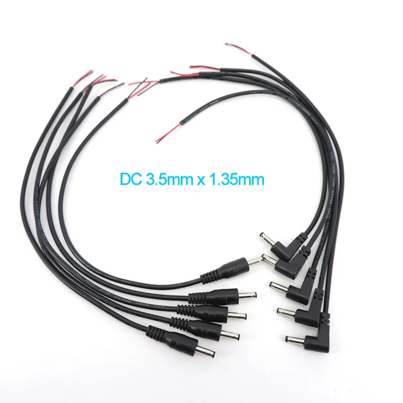 15pcs MALE 3.5mm x 1.35mm RIGHT ANGLE STRAIGHT  90° DC Plug power supply connector cable Cord Tinned Ends DIY REPAIR W1