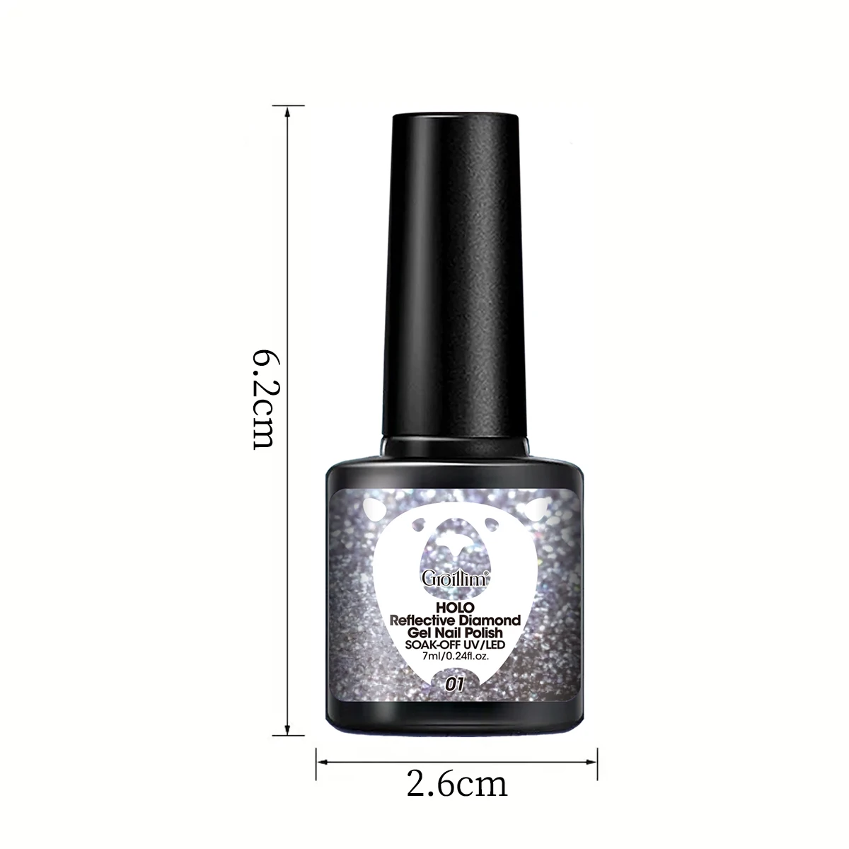 Groillim Single Bottle Rainbow Rhinestone Gel-Nagellack – glänzender Effekt, alkoholfrei, 0,24 Unzen – glitzernde Nägel, Salon geeignet
