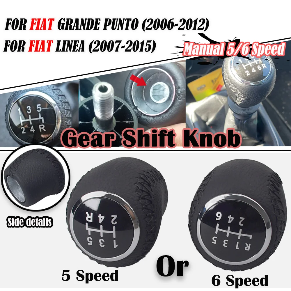 Manual Shift Lever Knob Car Gear Shift Knob Lever Shifter For Fiat Grande Punto 2006-2012 Linea 2007-2015 55344881 55349796