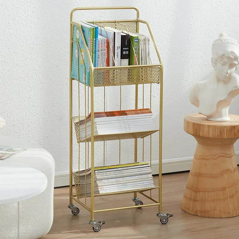 Floor-to-ceiling small bookcase Student Bookshelf Newspaper Storage shelf Information Newspaper Magazine shelf