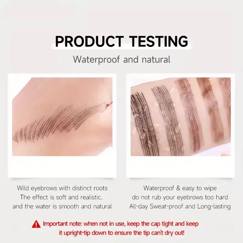 3가지 색상 1개입 눈썹 펜 방수 4중 팁 눈썹 펜 눈썹 타투 펜 방수 액체 블랙 눈썹 메이크업 펜슬