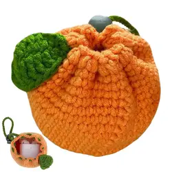 Orange Tangerine Bag Cute Coin Purse Orange-Shaped Crochet Purse Cute Wallet Crochet Tangerine Bag Coin Chargers For Women