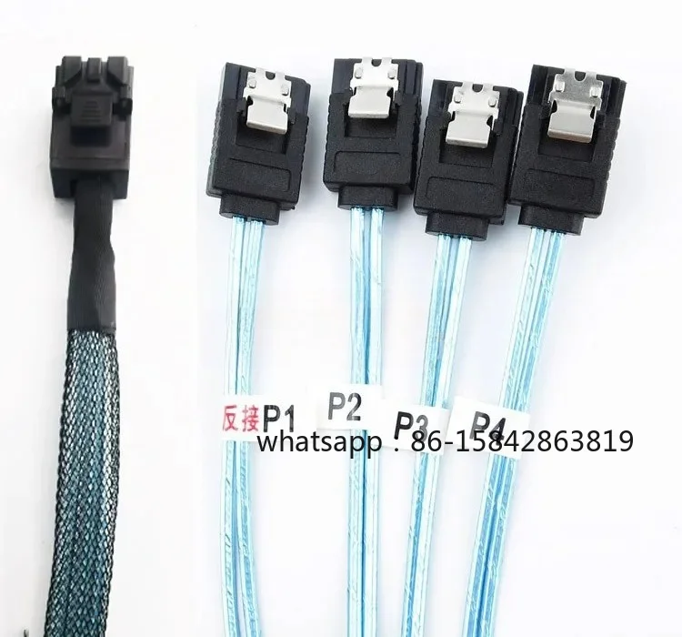 Forward and Reverse Connection Mini SAS HD SFF8643 To 4 Sata Hard Drive Cage Backplane SAS Card Motherboard Data Cable