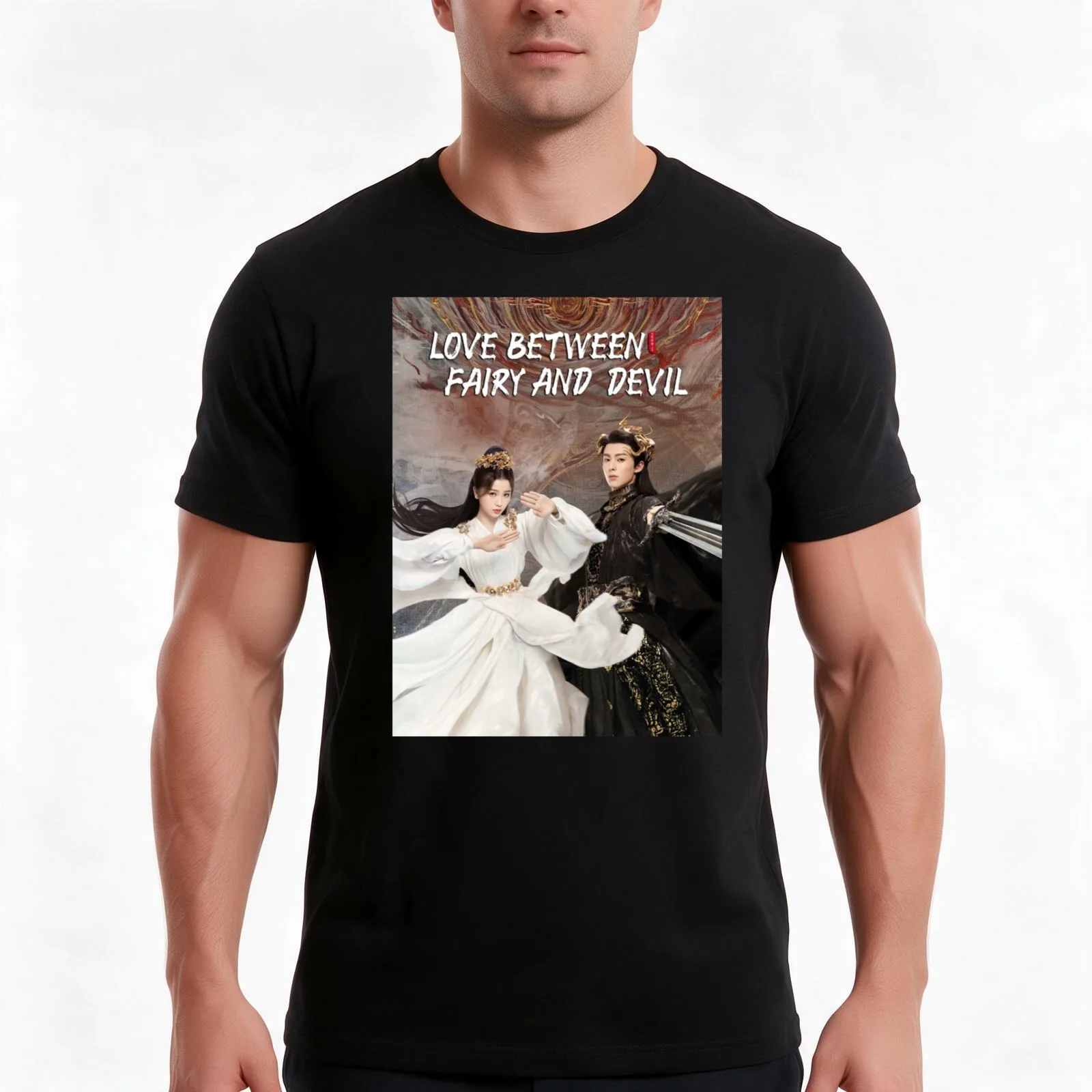 Love Between Fairy And Devil T-Shirt, Summer Casual Cotton Tee, Oversized Streetwear Tops, Vintage Graphic Print, 100% Cotton