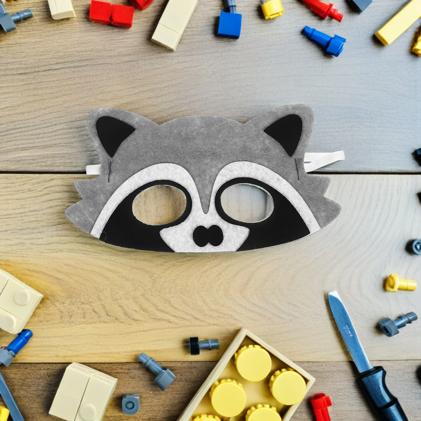 10Pcs Cartoon Animal Masks Felt Raccoon Half Face Masks Jungle Themed Birthday Party Cosplay Eye Covers Costume Party Supplies
