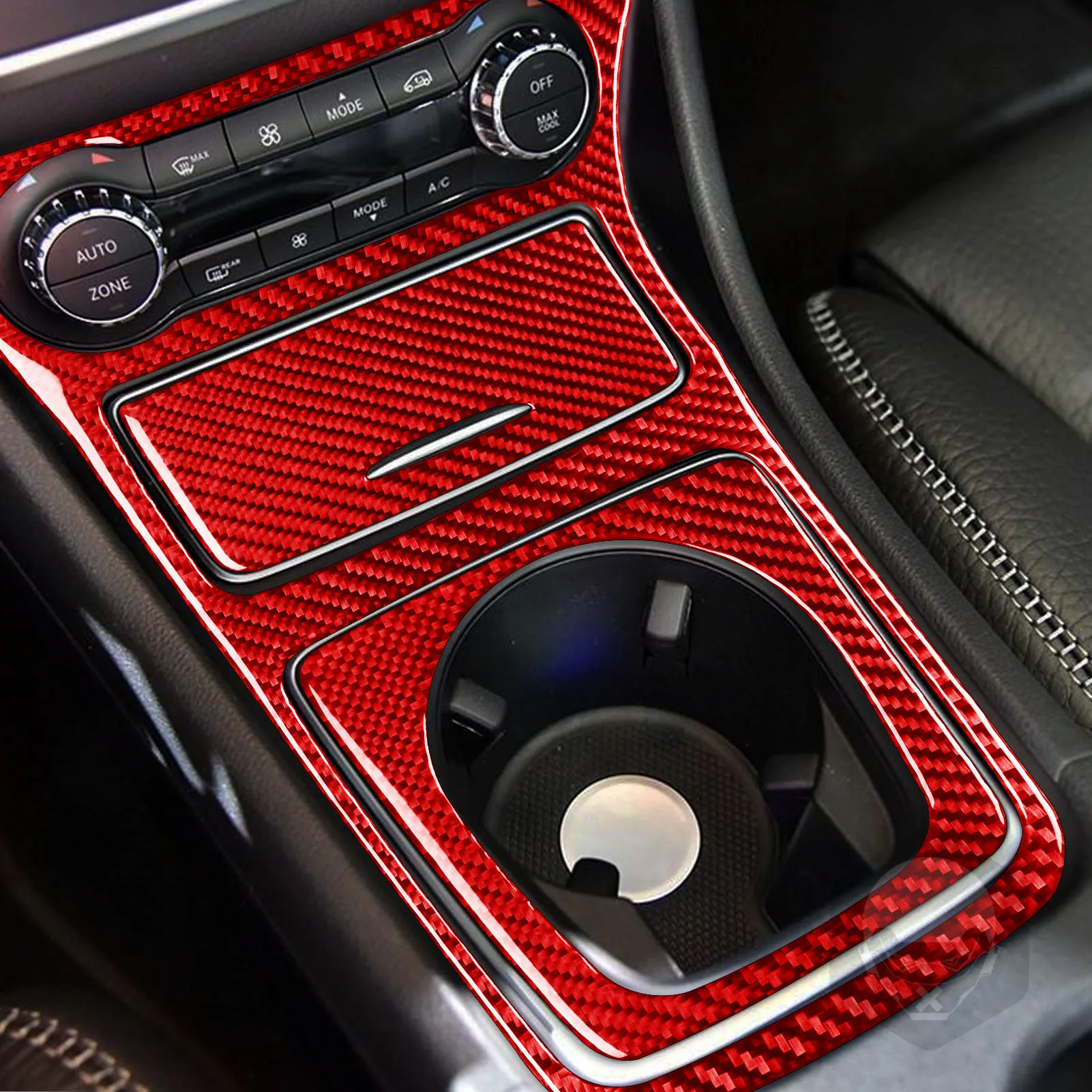 For Benz CLA C117 14-18 GLA X156 15-19 Real Carbon Fiber Central Cup Holder Panel Cover Car Interior Accessories Sticker Suit image 3