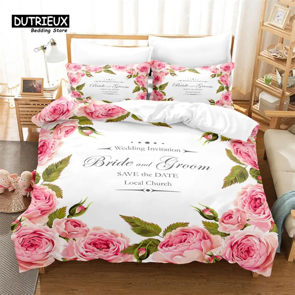 

Pink Roses Duvet Cover Set, Fashion Bedding Set, Soft Comfortable Breathable Duvet Cover, For Bedroom Guest Room Decor