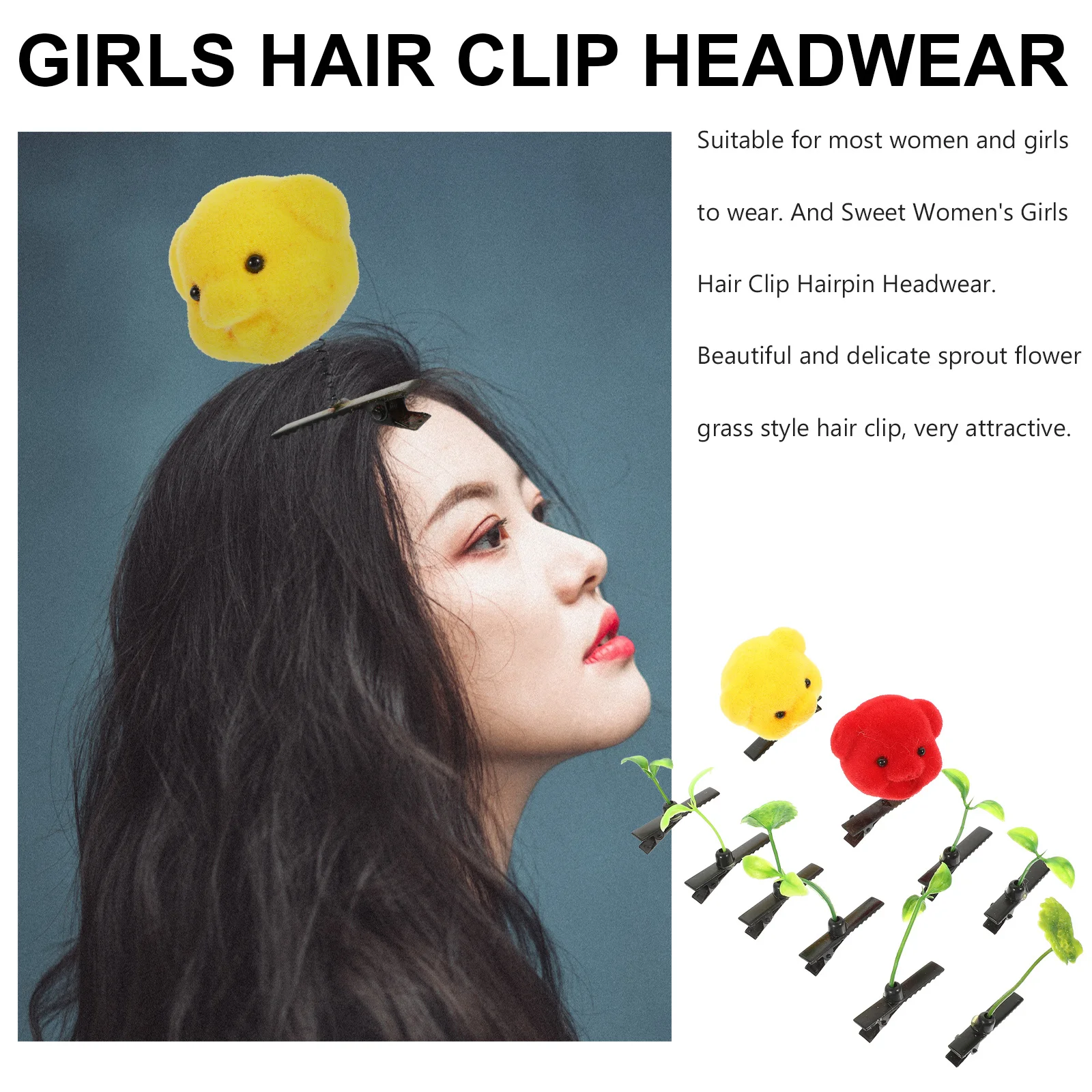 

10Pcs Women Hair Clips Sprout Flower Grass Style Delicate Fruit Hairpin Elegant Headwear Accessory for Hat Headband Use
