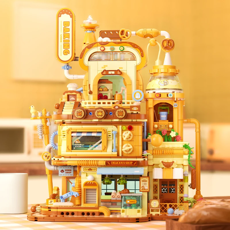 Weekit ZZoton مخبز ورشة عمل اللبنات الكرتون مخبز DIY بها بنفسك الحلوى منزل أصدقاء المطبخ ألعاب الطوب هدية للطفل #6