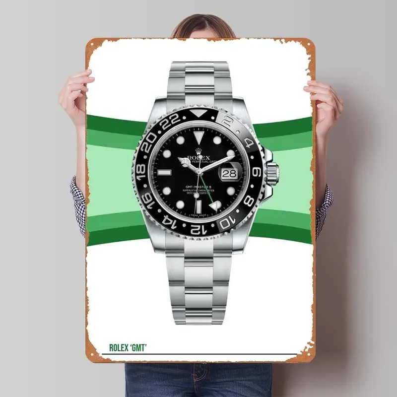 Rolex GMT Master II Watches Tinplate Sign Poster Decoration for Home Decorators Accessories Room Decor Aesthetics Art of Murals