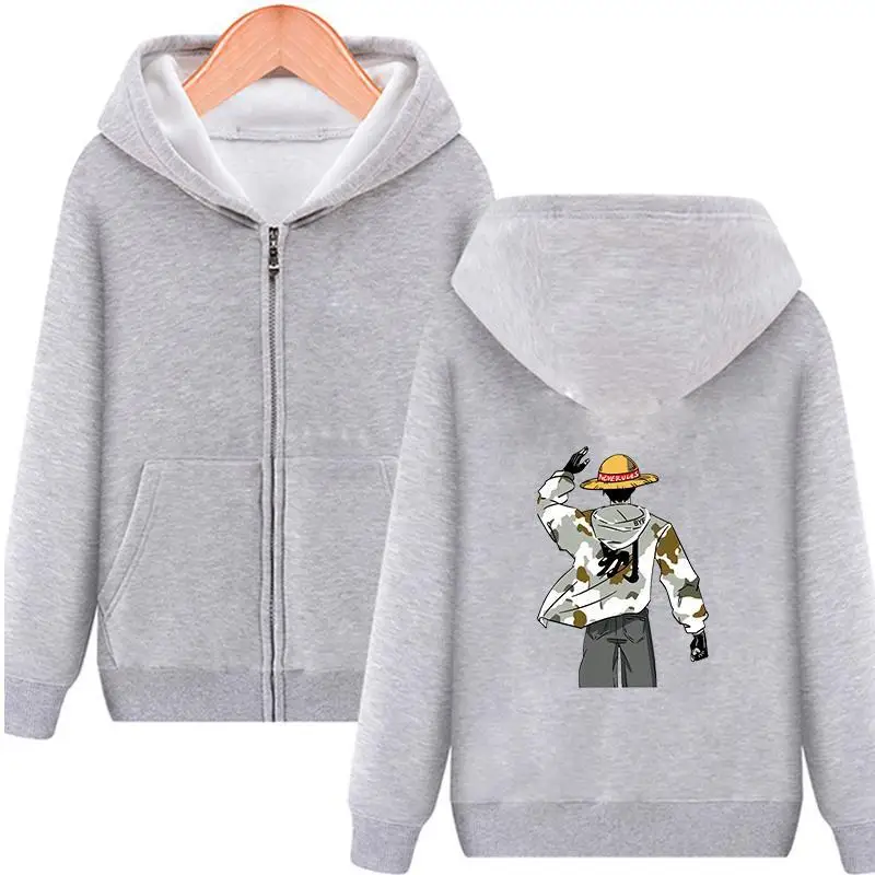 Uma peça luffy chapéu de palha pirata preto hoodie masculino anime volta impressão algodão casual manga longa outono inverno streetwear moda