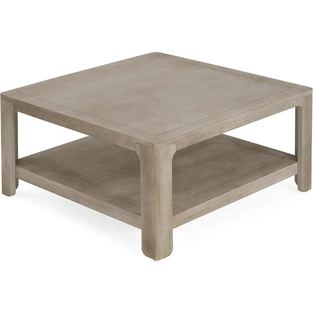 Contemporary Two-Level Open Storage Coffee Table with MDF Wood Center for Living Room