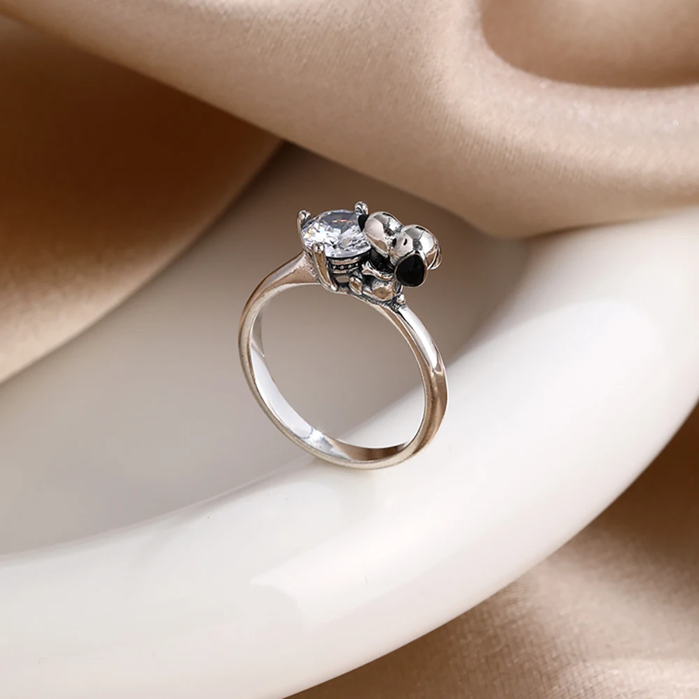 حار بيع جديد 925 الفضة، الشمس والقمر، توليب، جرو، خاتم أبدي، تناسب هدايا العيد النسائية الأوروبية، مجوهرات رائعة #3