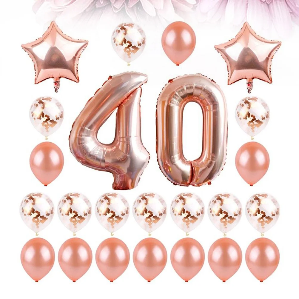 

Pcs 40 Years Old Balloons Decorative Balloons Set Natural Latex Aluminum Film Sequins Balloons for Birthday Party