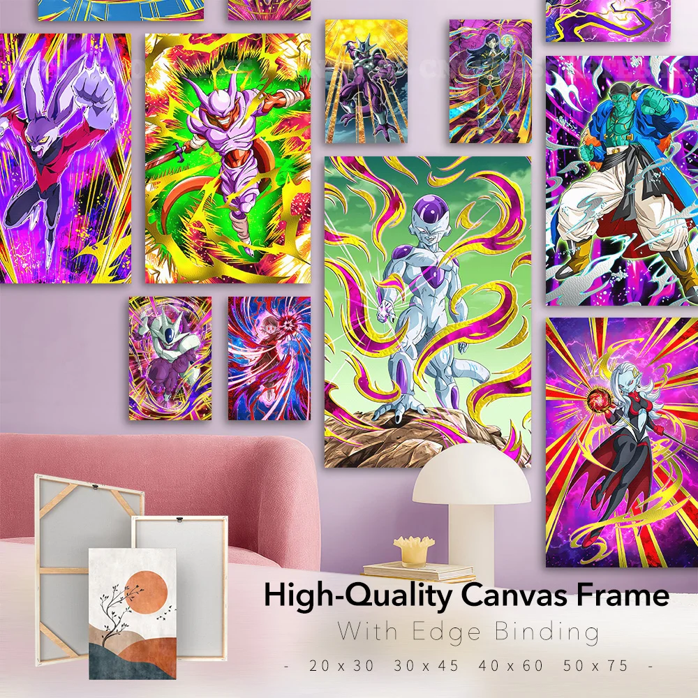 قماش جدار الفن HD يطبع المشارك ديكور المنزل اللوحة غرفة نوم مع الإطار الساخن الدم أنيمي صور لعبة دراغون بول ديكور